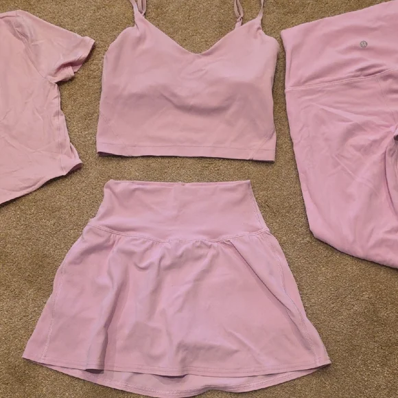 lululemon athletica Pink Activewear Set - Cropped Top, Skort, Leggings, Jacket - Picture 2 of 4